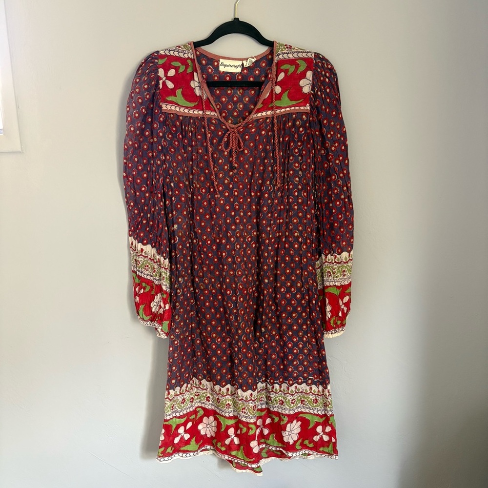 SOLD Vintage 60s 70s Indian Cotton Gauze Dress / Vintage Bohemian Gauze Dress
